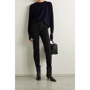 Free People Deadwood Pheonix Recycled Suede Pants Sz 2 Black Straight Leg NWOT